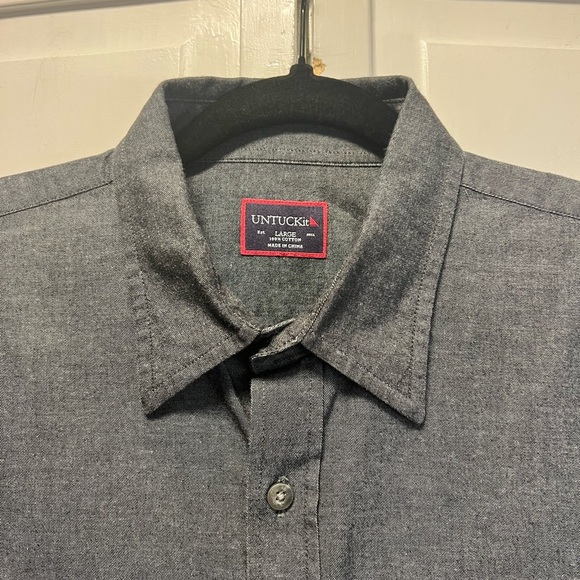 UNTUCKit Long Sleeve Button Up Shirt Size Men’s Large Color Gray - Picture 2 of 10